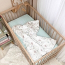 Paturica bebe din satin si stofa de vafe cu pilota Hortensie roz pudra (4)
